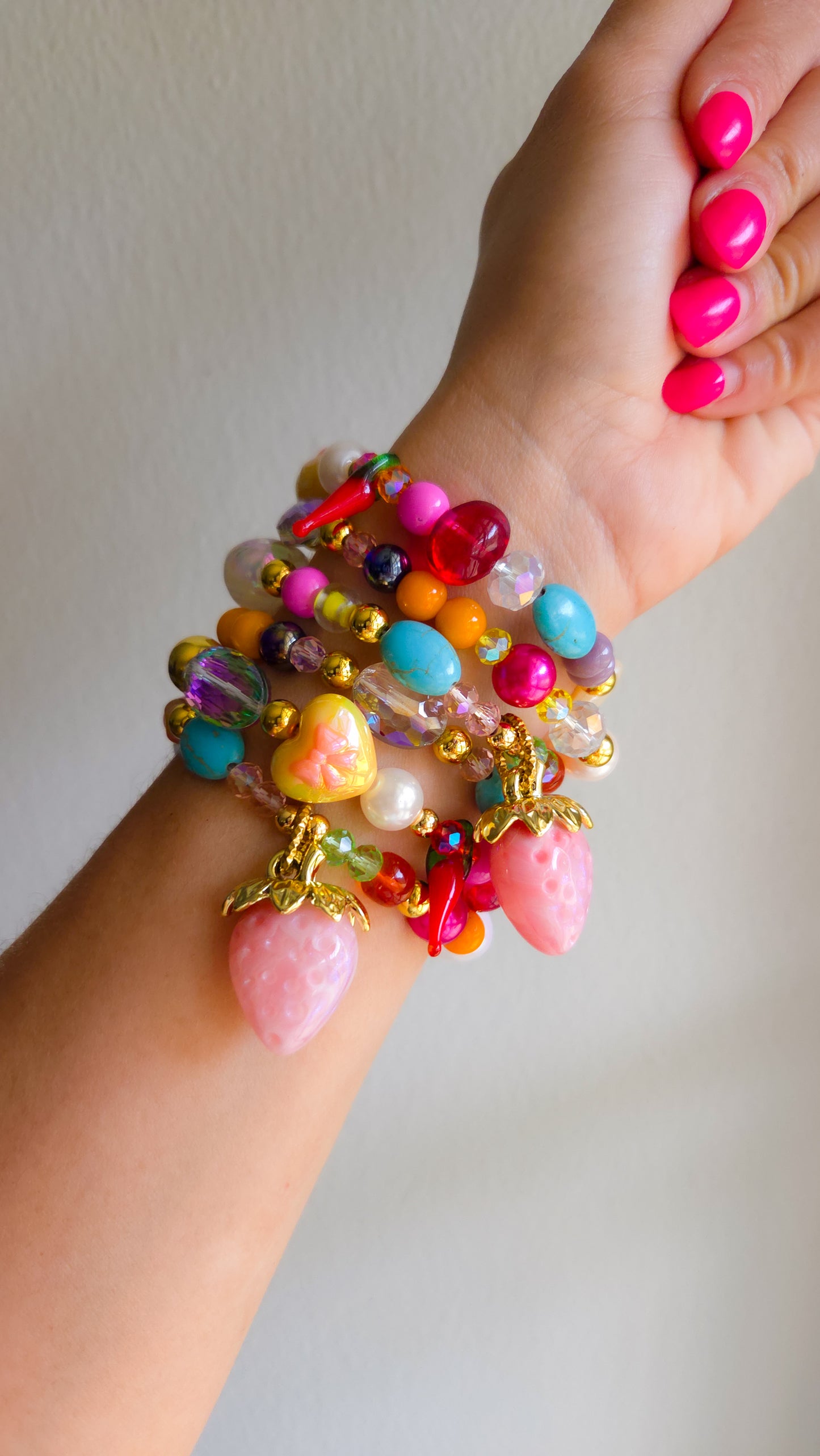 🍓🌶️❤️Berry Cute Bracelet Set ✨️| Handmade Y2K Dopamine Dressing Jewelry