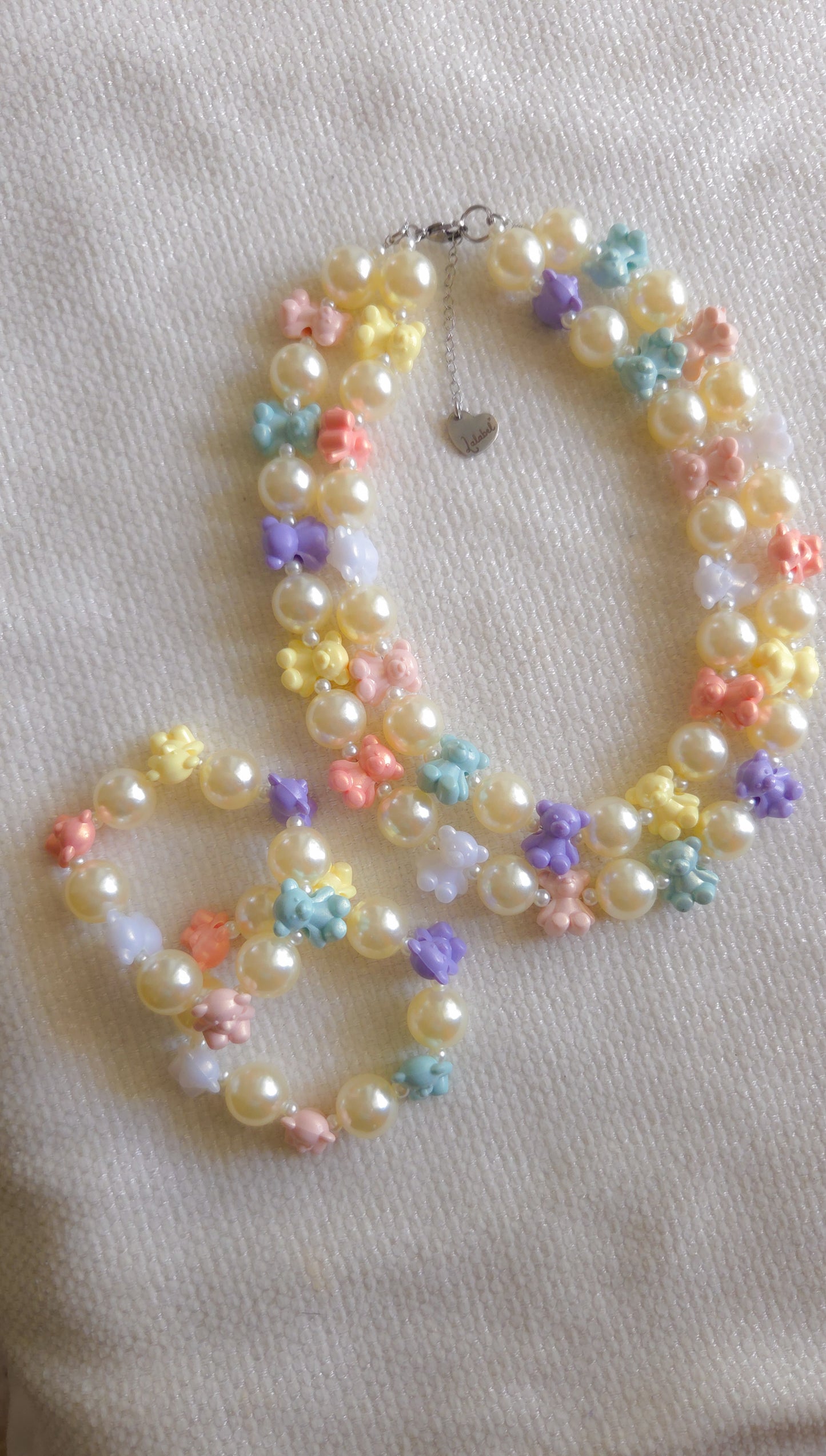 ✨️Rainbow Pastel Teddy Necklace | Dopamine Dressing | Kawaii Pastel Aesthetic