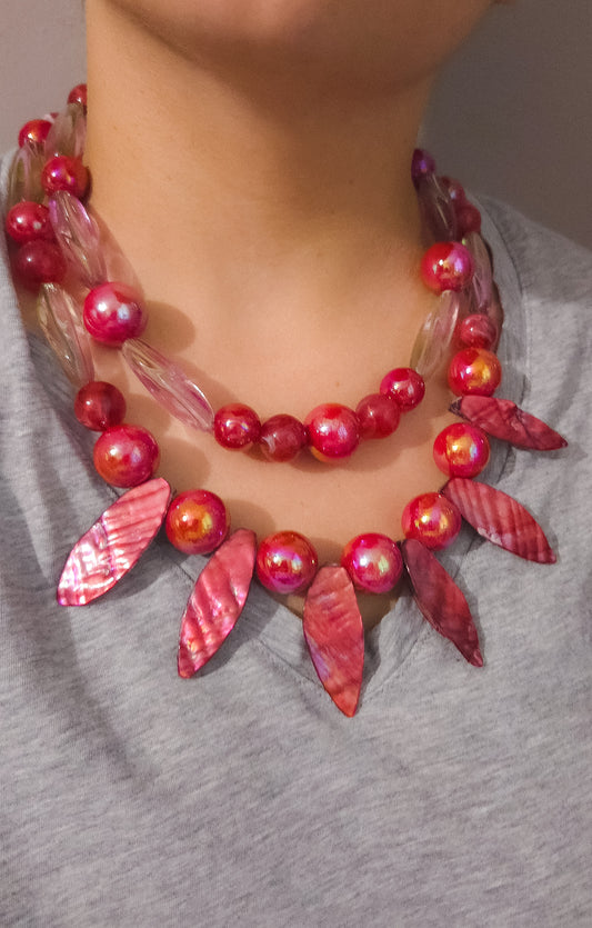 Red Shell Sirena Statement Necklace