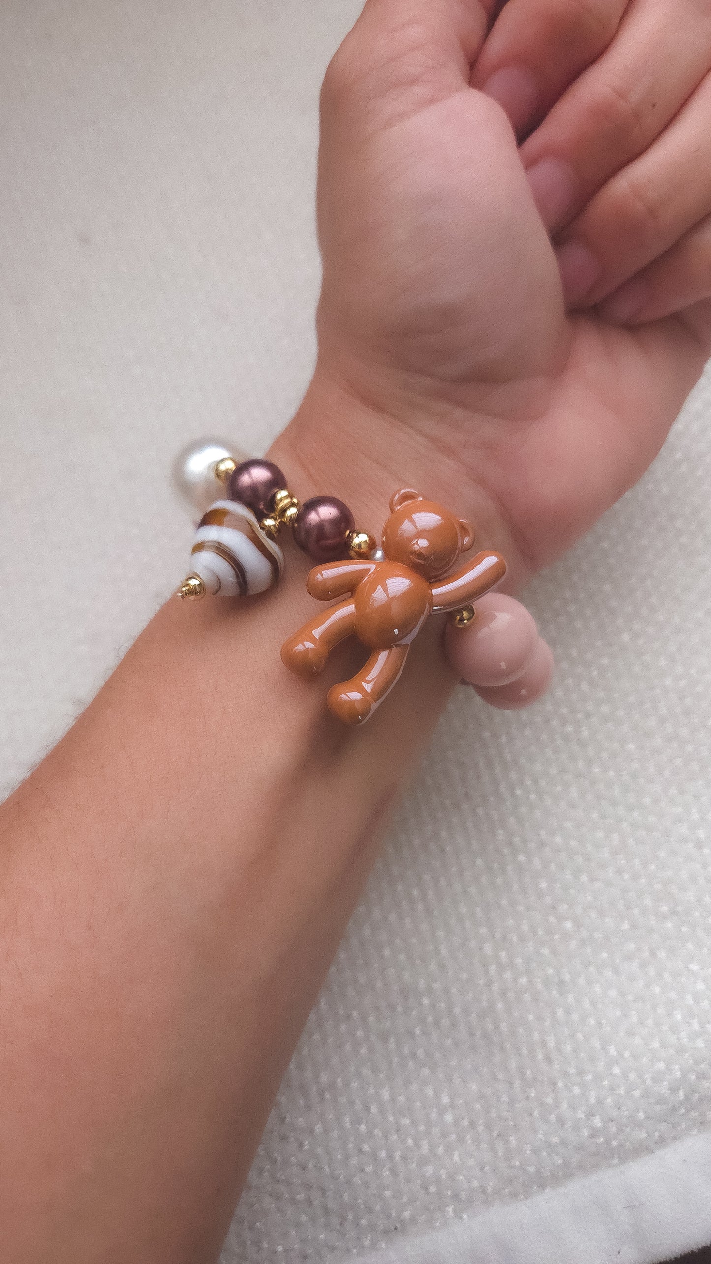 Caramel Teddy Heart Bracelet
